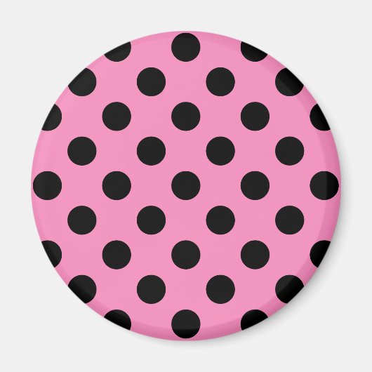 Aimant Pois noirs en rose (Devant)
