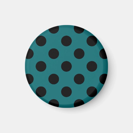 Aimant Pois noirs en turquoise (Devant)