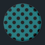 Aimant Pois noirs en turquoise<br><div class="desc">Pois noirs en turquoise</div>