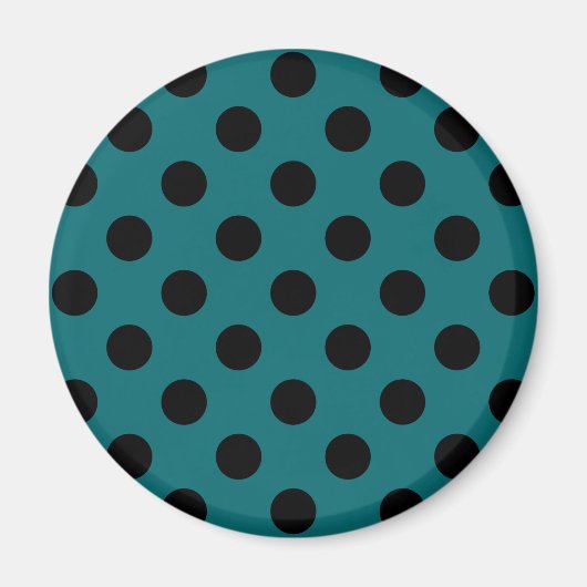 Aimant Pois noirs en turquoise (Devant)