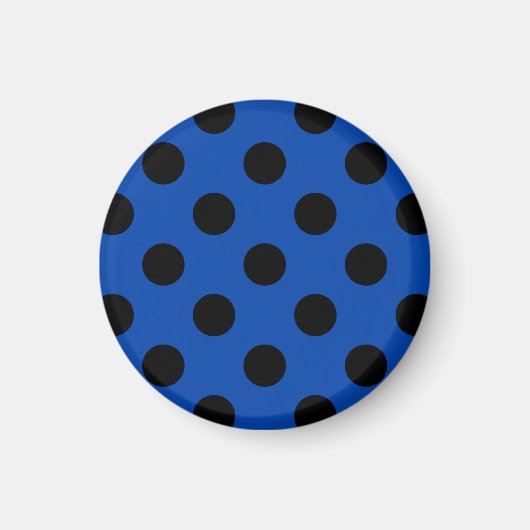 Aimant Pois noirs sur bleu royal (Devant)