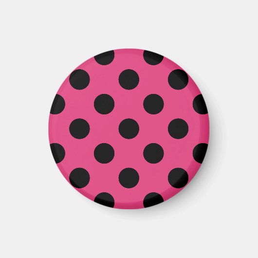 Aimant Pois noirs sur fuchsia (Devant)