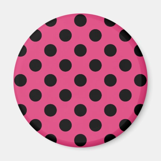 Aimant Pois noirs sur fuchsia (Devant)