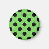 Aimant Pois noirs sur vert citron (Devant)