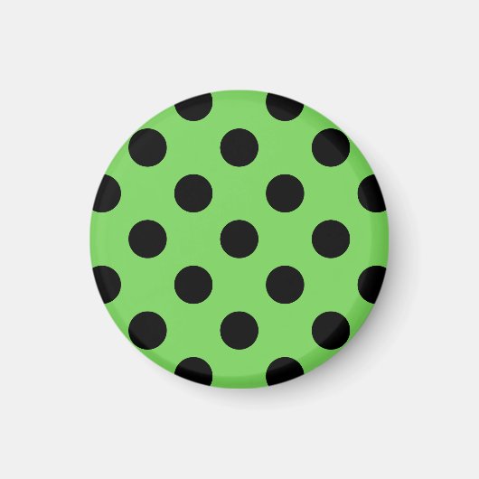 Aimant Pois noirs sur vert citron (Devant)