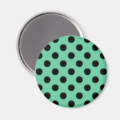 Aimant Pois noirs sur vert menthe (Recto/Verso)