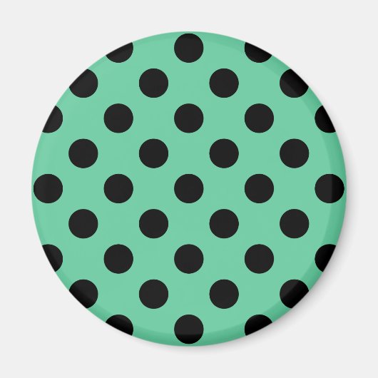 Aimant Pois noirs sur vert menthe (Devant)