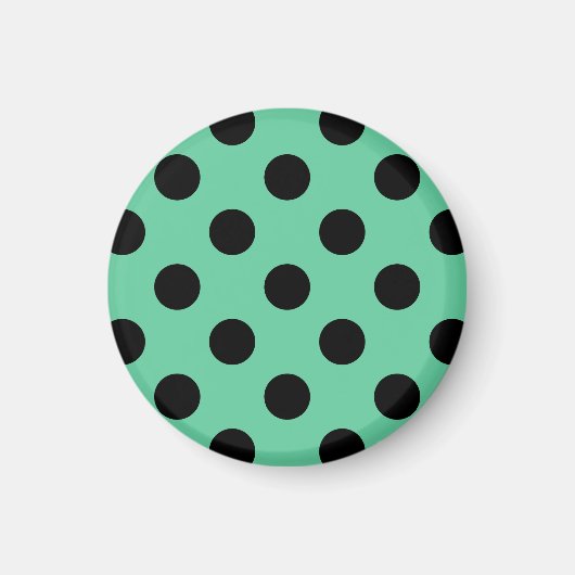 Aimant Pois noirs sur vert menthe (Devant)