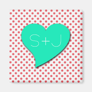 Aimant Pois roses de corail - Monogramme par Shirley Tayl