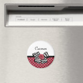 Aimant Pois rouge et blanc mignon Rose Chevron Bow (In Situ (Lave-vaisselle))