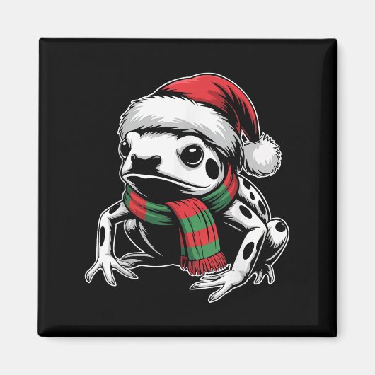 Aimant Poison Dart Frog Xmas Santa Hat Écharpe Noël Co (Devant)