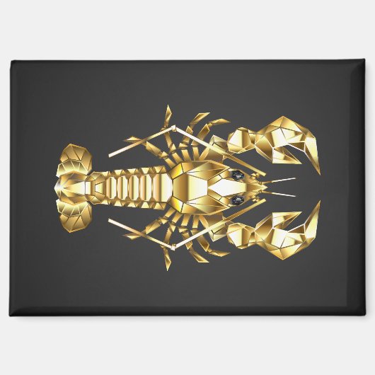 Aimant Poisson à langouste polygonale dorée sur noir (Recto)
