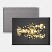 Aimant Poisson à langouste polygonale dorée sur noir (Recto/Verso)