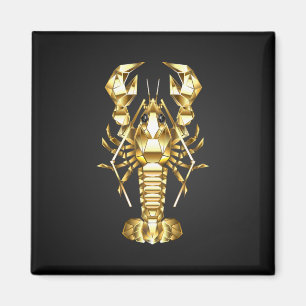 Aimant Poisson à langouste polygonale dorée sur noir