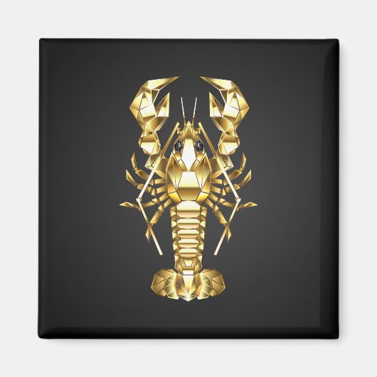 Aimant Poisson à langouste polygonale dorée sur noir (Devant)