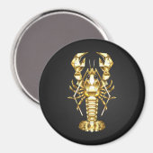 Aimant Poisson à langouste polygonale dorée sur noir (Recto/Verso)