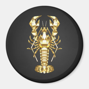 Aimant Poisson à langouste polygonale dorée sur noir