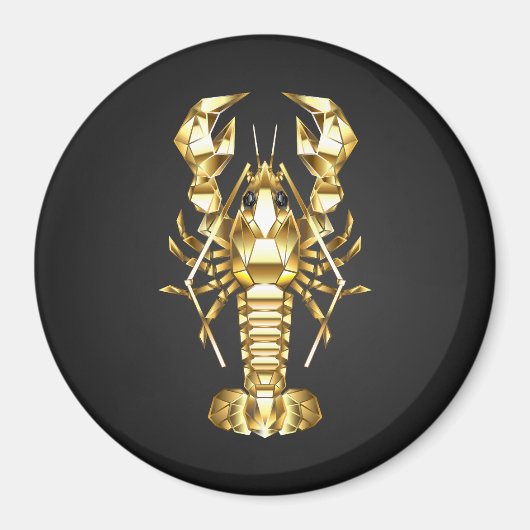 Aimant Poisson à langouste polygonale dorée sur noir (Devant)