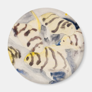 Aimant Poisson-ange jaune minimaliste aquarelle vintage