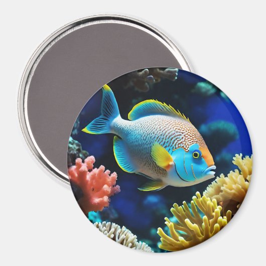 Aimant Poisson bleu tropical (Recto/Verso)