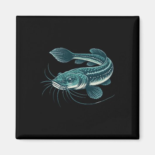 Aimant Poisson-chat marchant d'art de pêche vintage (Devant)