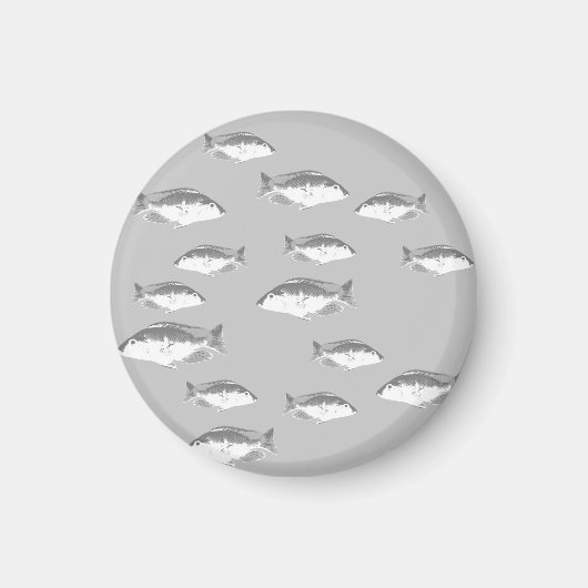 Aimant Poisson gris monochrome (Devant)