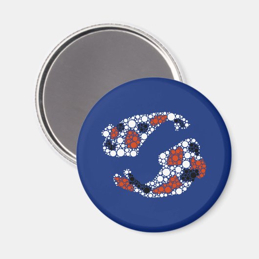 Aimant Poisson Koi En Points (Recto/Verso)