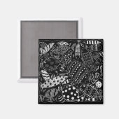 Aimant Poisson Noir Et Blanc Motif Art Moderne (Recto/Verso)