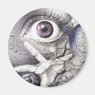 Aimant Poisson oeil et dessin au crayon surréaliste art d