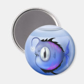 Aimant Poisson pêcheur aquarium bol de poisson mignon ble (Recto/Verso)