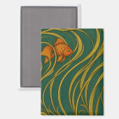 Aimant Poisson rouge Art Nouveau  (Recto/Verso)