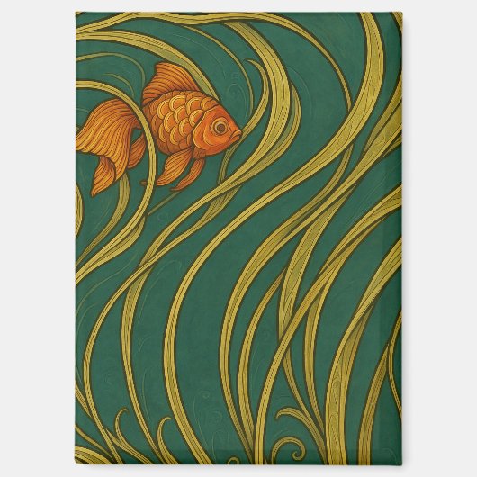 Aimant Poisson rouge Art Nouveau  (Recto)