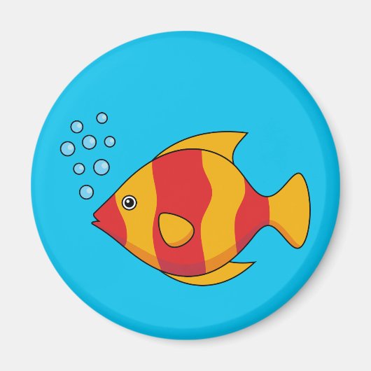 Aimant Poisson rouge orange tropical (Devant)
