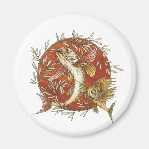 Aimant Poisson Volant Japonais et Feuilles de Bambou Art