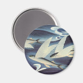 Aimant Poisson volant japonais vintage dans l'océan, Japo (Recto/Verso)