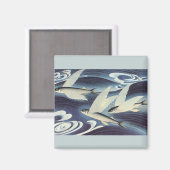 Aimant Poisson volant japonais vintage dans l'océan, Japo (Recto/Verso)