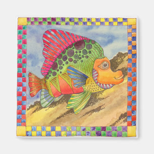 Aimant Poissons avec la frontière Checkered #1