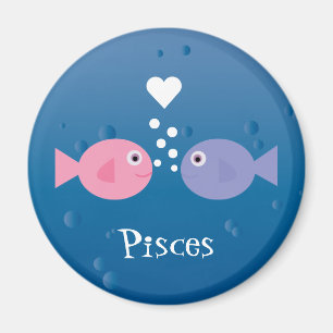 Aimant Poissons mignons roses et coutume bleue de