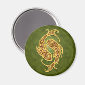 Aimant Poissons Tribales Vertes Complexes (Recto/Verso)