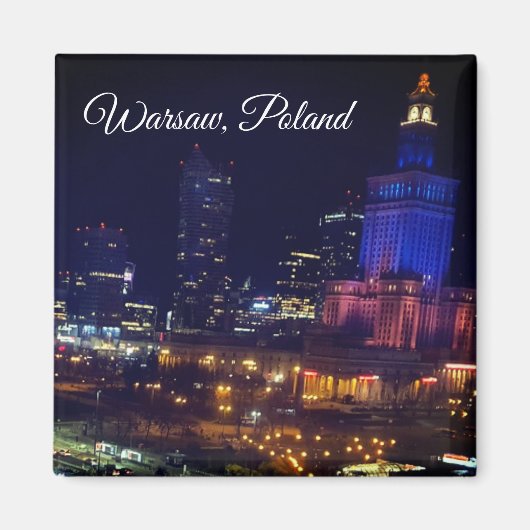 Aimant poland varsovie, ville de nuit, photographie moder (Devant)