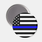 Aimant - Police à drapeau américain Ligne Bleue Mince (Recto/Verso)