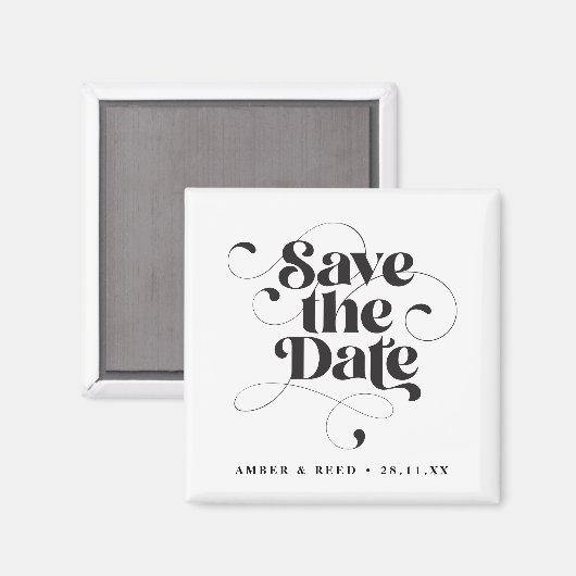 Aimant Police de script élégante Enregistrer la date (Recto/Verso)