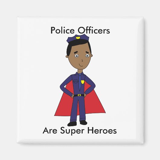 Aimant Police Super Héros Africain Américain Personnalise (Devant)
