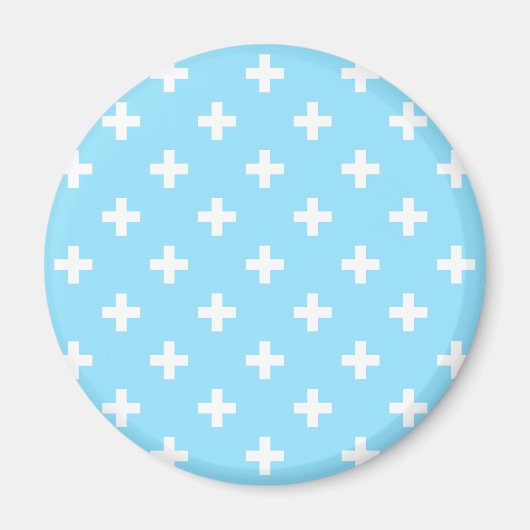 Aimant Polka blanche croise sur bleu bébé (Devant)