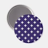 Aimant Polka blanche croise sur bleu marine (Recto/Verso)