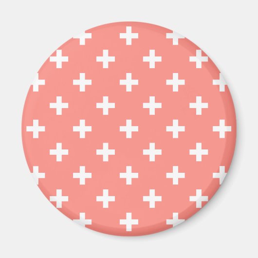 Aimant Polka blanche croise sur la pêche (Devant)