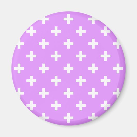 Aimant Polka blanche croise sur lilas (Devant)