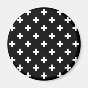 Aimant Polka blanche croise sur noir