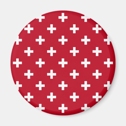 Aimant Polka blanche croise sur rouge (Devant)