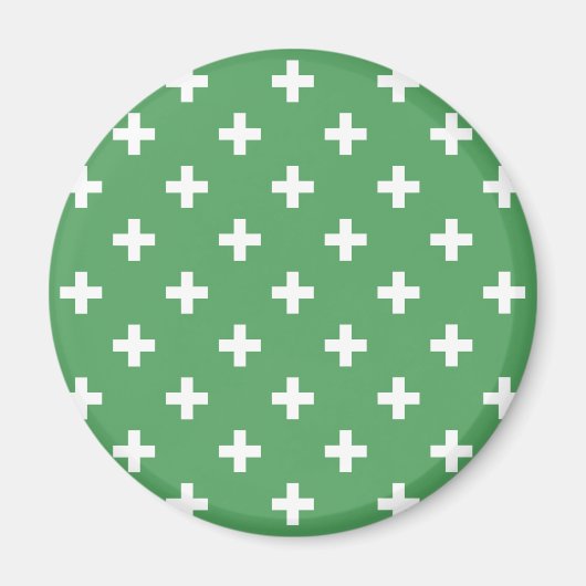 Aimant Polka blanche croise sur vert (Devant)